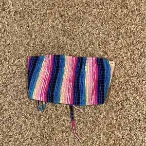 So multi-colored strapless swimsuit top